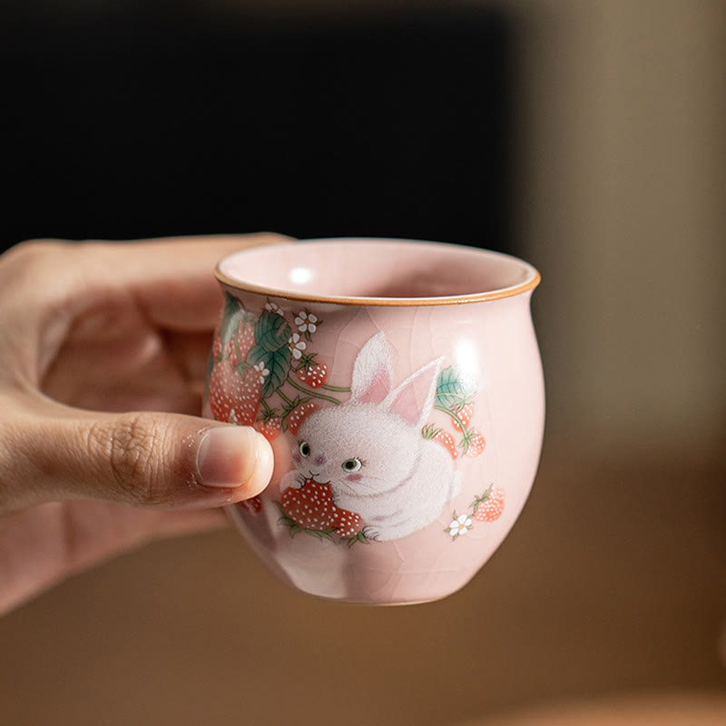 Kleine Kaninchen-Teetasse aus Keramik, 90 ml, mit Geschenkbox | Zen-Dekor
