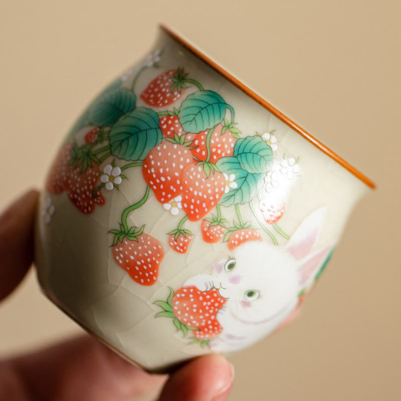 Kleine Kaninchen-Teetasse aus Keramik, 90 ml, mit Geschenkbox | Zen-Dekor