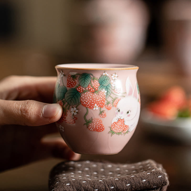Kleine Kaninchen-Teetasse aus Keramik, 90 ml, mit Geschenkbox | Zen-Dekor