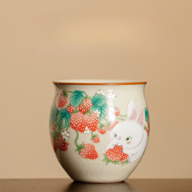 Kleine Kaninchen-Teetasse aus Keramik, 90 ml, mit Geschenkbox | Zen-Dekor