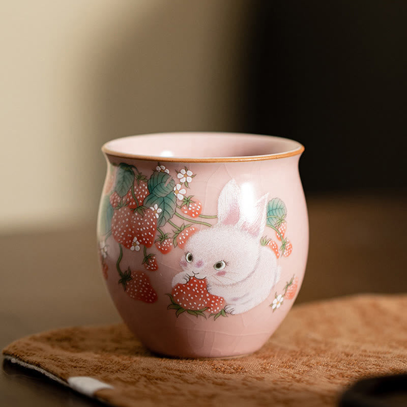Kleine Kaninchen-Teetasse aus Keramik, 90 ml, mit Geschenkbox | Zen-Dekor
