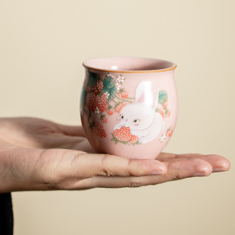Kleine Kaninchen-Teetasse aus Keramik, 90 ml, mit Geschenkbox | Zen-Dekor