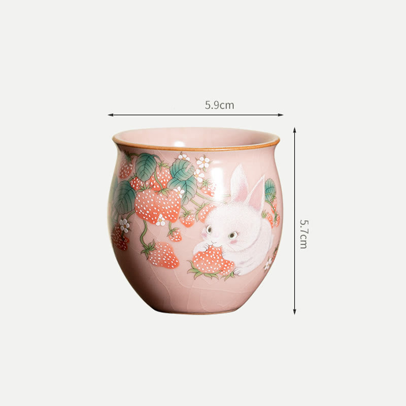 Kleine Kaninchen-Teetasse aus Keramik, 90 ml, mit Geschenkbox | Zen-Dekor