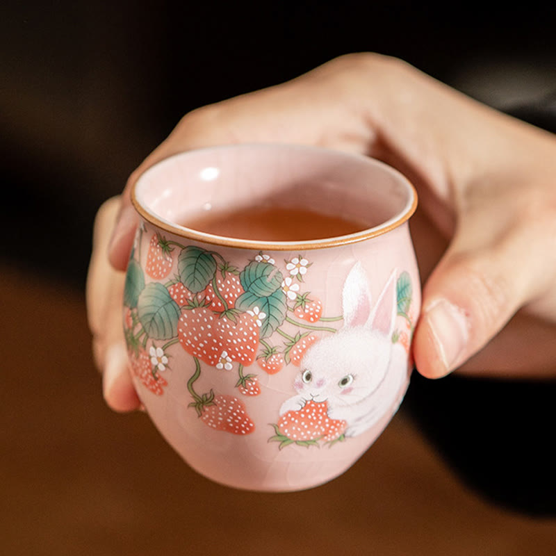 Kleine Kaninchen-Teetasse aus Keramik, 90 ml, mit Geschenkbox | Zen-Dekor