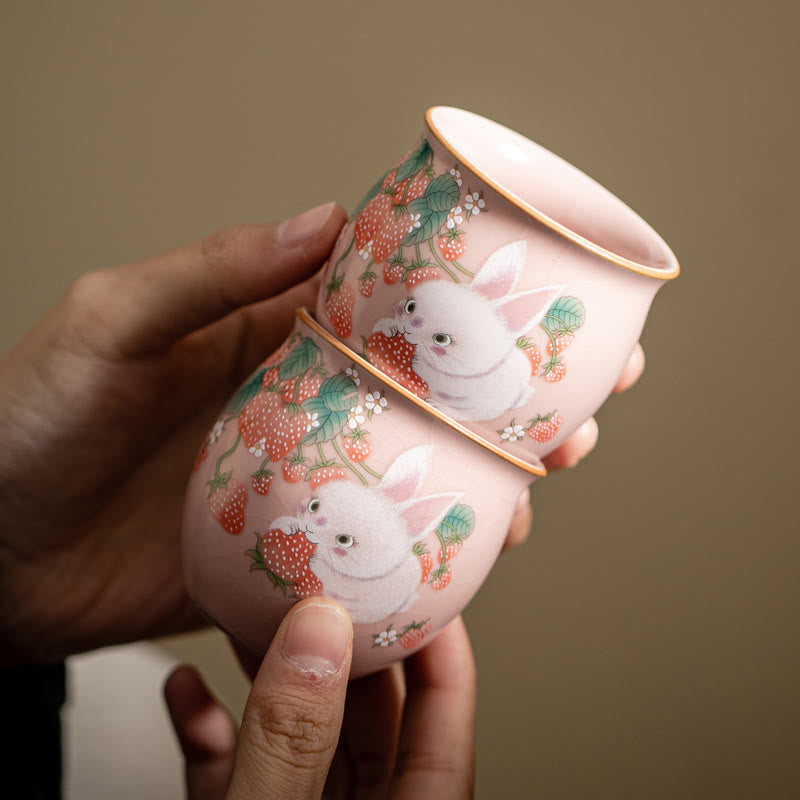 Kleine Kaninchen-Teetasse aus Keramik, 90 ml, mit Geschenkbox | Zen-Dekor