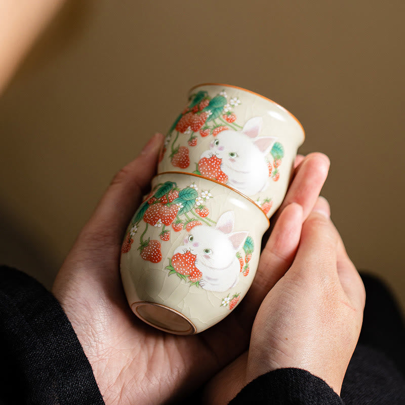 Kleine Kaninchen-Teetasse aus Keramik, 90 ml, mit Geschenkbox | Zen-Dekor