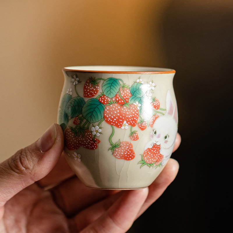 Kleine Kaninchen-Teetasse aus Keramik, 90 ml, mit Geschenkbox | Zen-Dekor