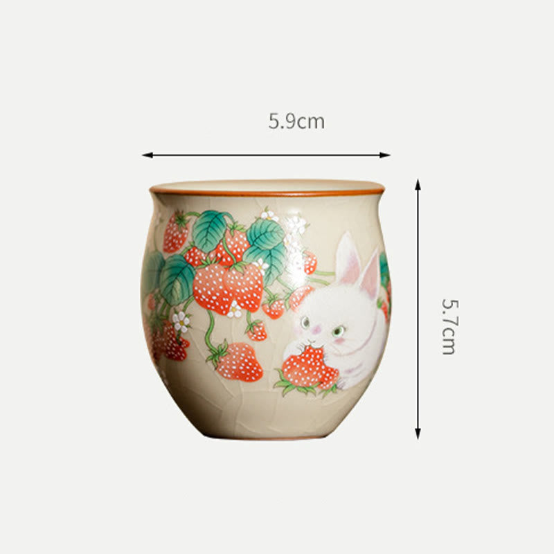 Kleine Kaninchen-Teetasse aus Keramik, 90 ml, mit Geschenkbox | Zen-Dekor