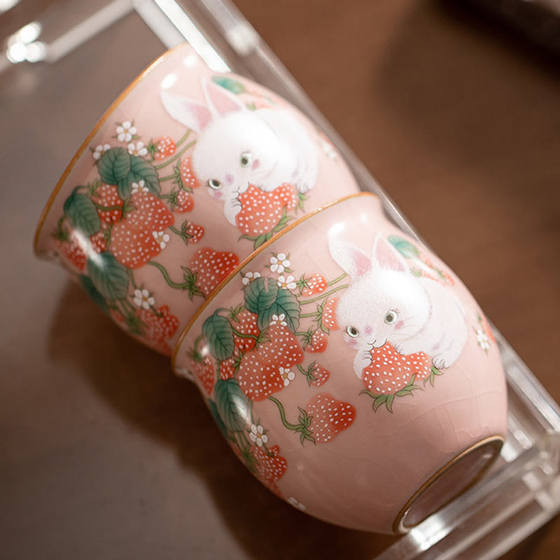 Kleine Kaninchen-Teetasse aus Keramik, 90 ml, mit Geschenkbox | Zen-Dekor