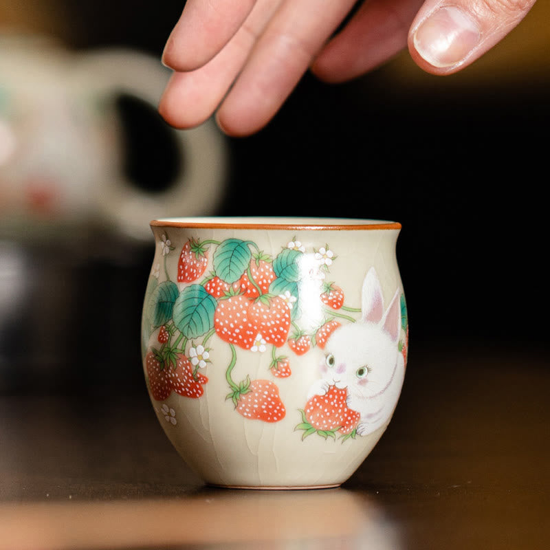 Kleine Kaninchen-Teetasse aus Keramik, 90 ml, mit Geschenkbox | Zen-Dekor