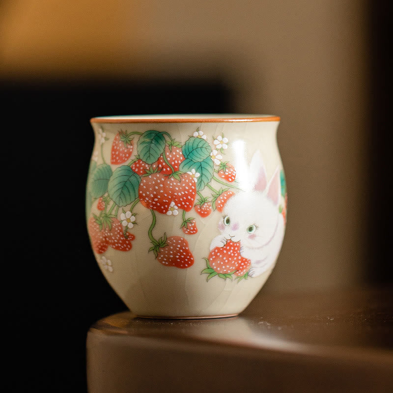 Kleine Kaninchen-Teetasse aus Keramik, 90 ml, mit Geschenkbox | Zen-Dekor