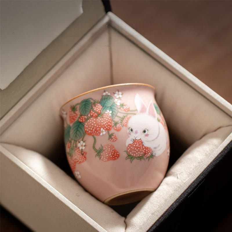 Kleine Kaninchen-Teetasse aus Keramik, 90 ml, mit Geschenkbox | Zen-Dekor