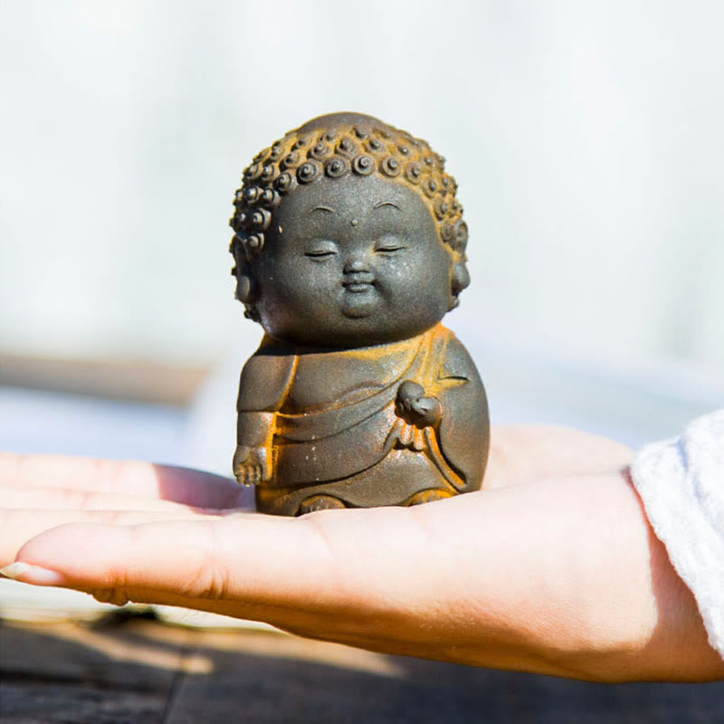 Kleine stehende Buddha-Statue, 7,5 cm, Eisenharz-Dekoration