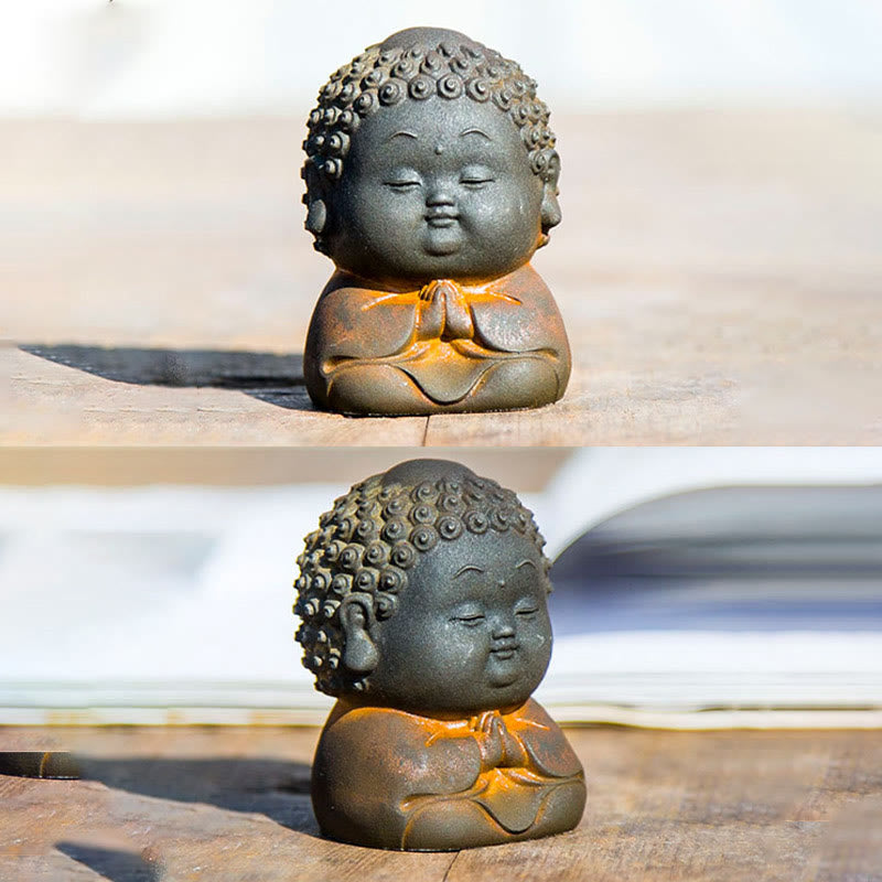 Kleine stehende Buddha-Statue, 7,5 cm, Eisenharz-Dekoration