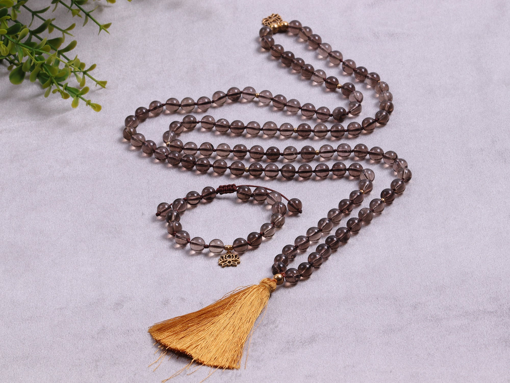 Rauchquarz Mala &amp; Armband Reinigungsset