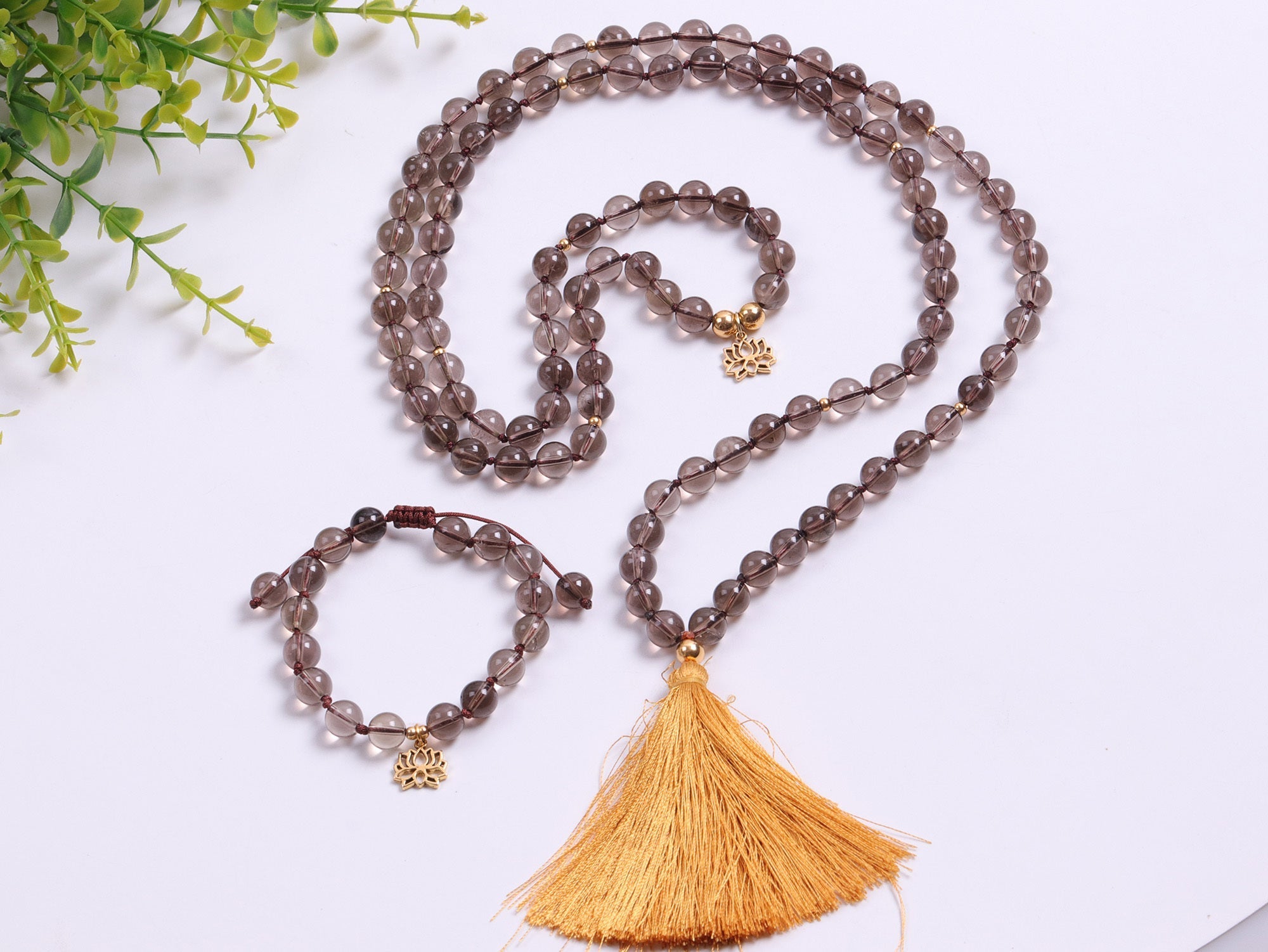 Rauchquarz Mala &amp; Armband Reinigungsset