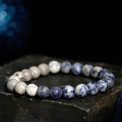 Sodalith 8mm Picasso Jaspis Weiß Türkis Intuition Armband