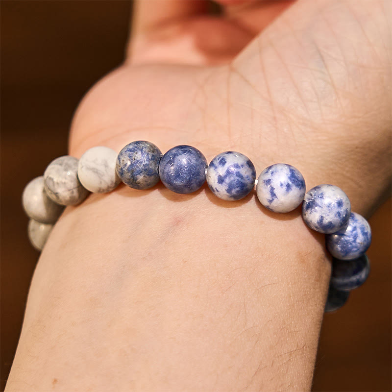Sodalith 8mm Picasso Jaspis Weiß Türkis Intuition Armband