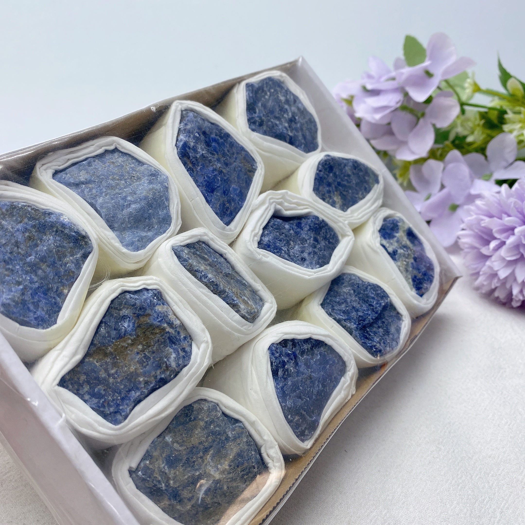 Sodalite Raw Stone Box 7x5x2 Inch Natural Crystals