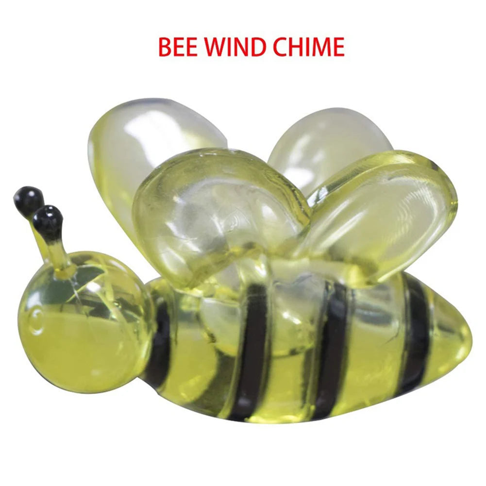 Translucent yellow and black striped bee wind chime lamp for outdoor gardens