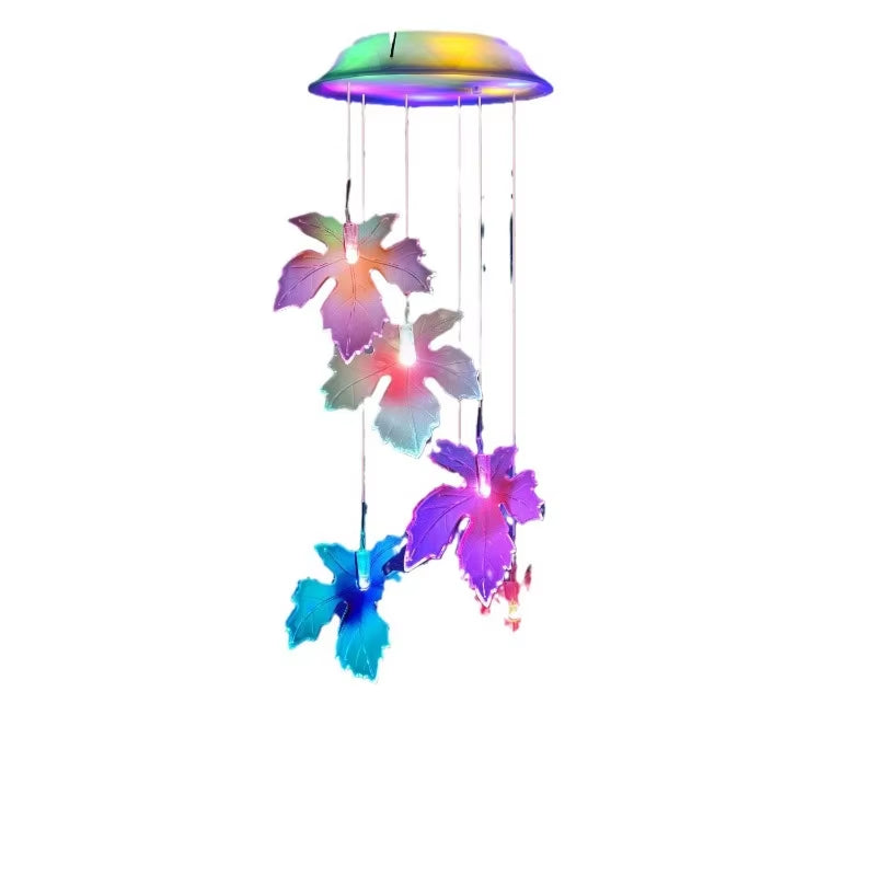 Colorful Solar Hummingbird Wind Chimes with butterfly ornaments for garden decor