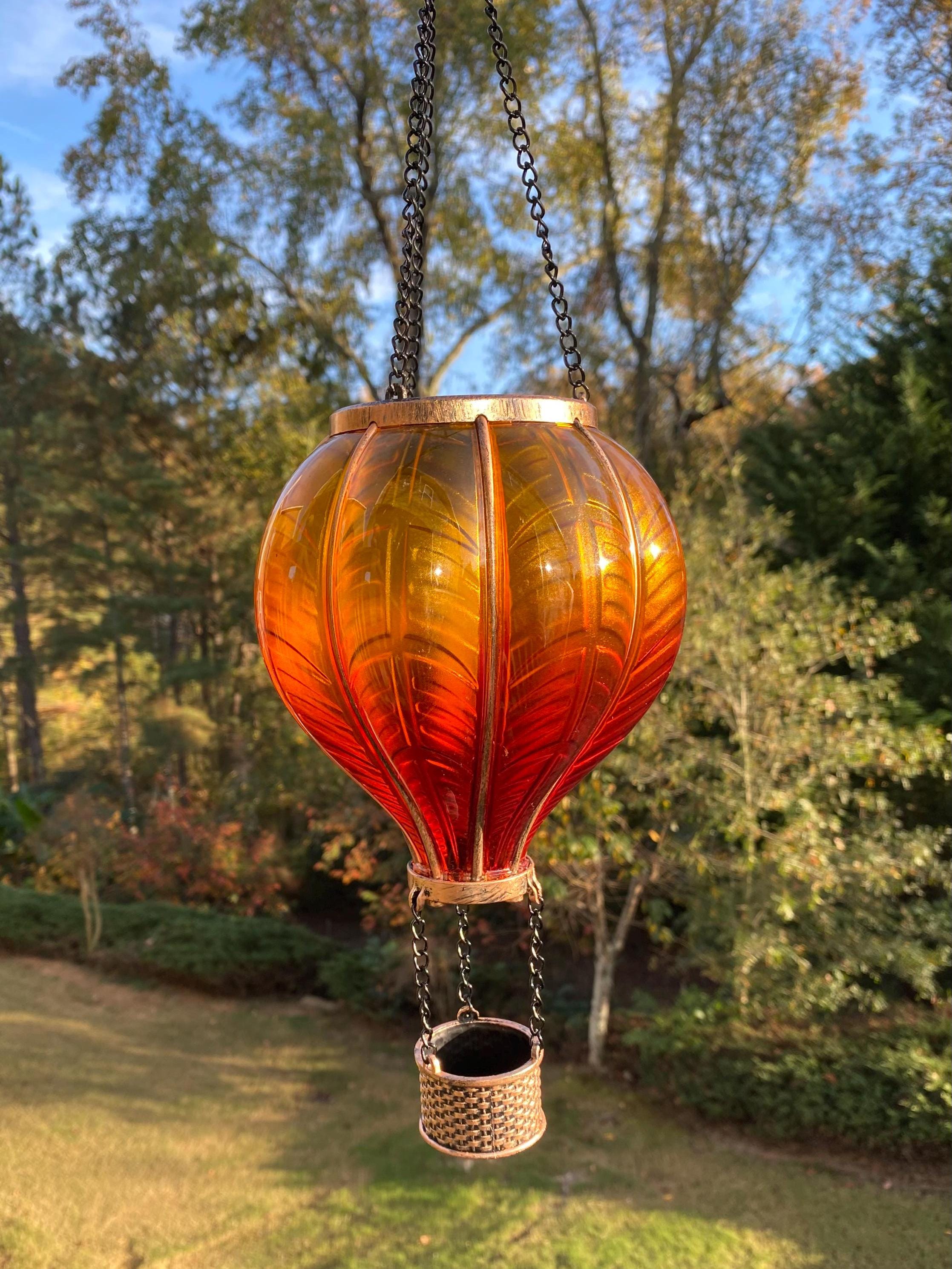 Decorative amber and red hot air balloon ornament for Solar Wind Chime Lantern