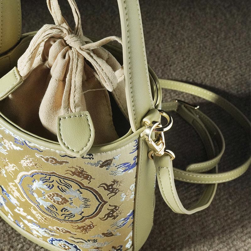 Song Brokat-Umhängetasche mit Kranich-Hirsch für spirituelle Harmonie