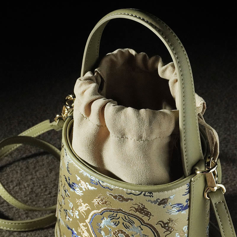 Song Brokat-Umhängetasche mit Kranich-Hirsch für spirituelle Harmonie