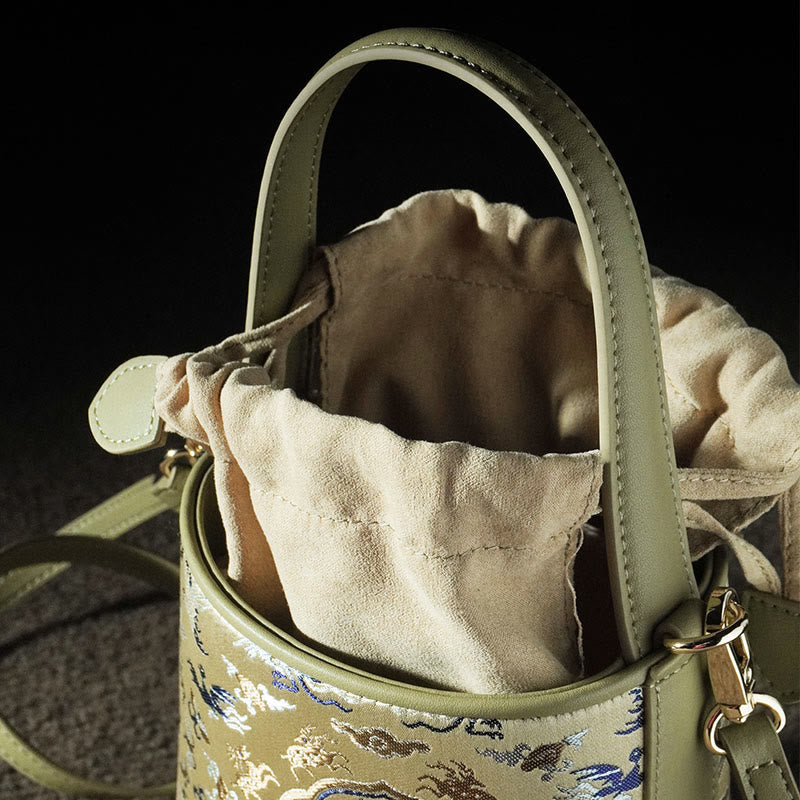 Song Brokat-Umhängetasche mit Kranich-Hirsch für spirituelle Harmonie