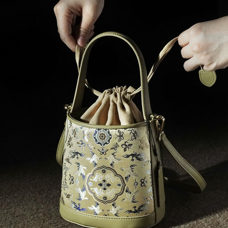 Song Brokat-Umhängetasche mit Kranich-Hirsch für spirituelle Harmonie