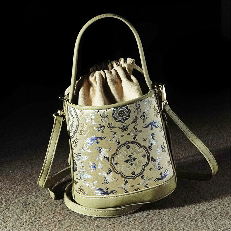 Song Brokat-Umhängetasche mit Kranich-Hirsch für spirituelle Harmonie