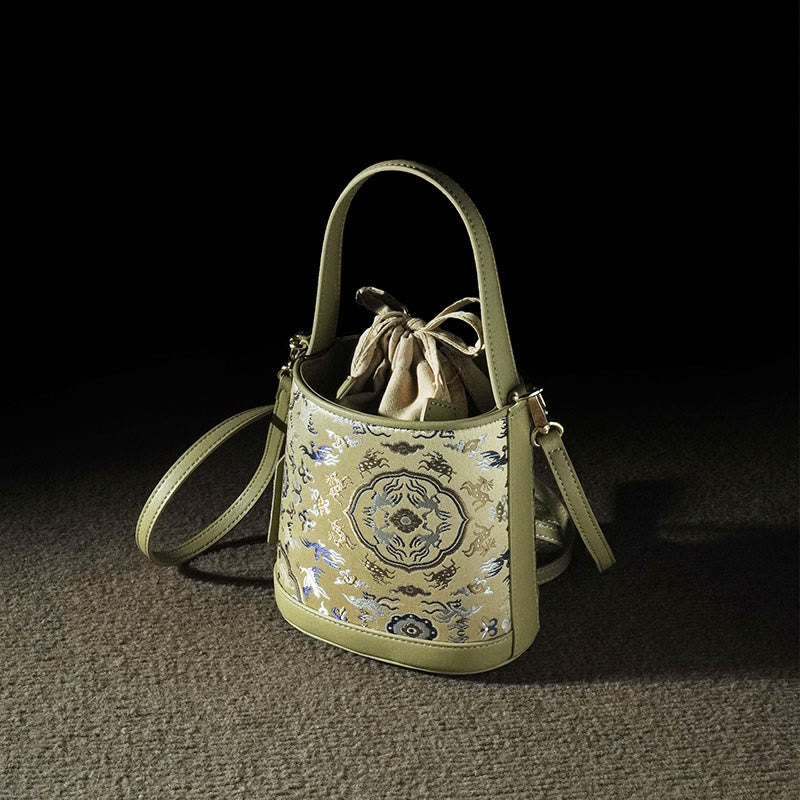 Song Brokat-Umhängetasche mit Kranich-Hirsch für spirituelle Harmonie