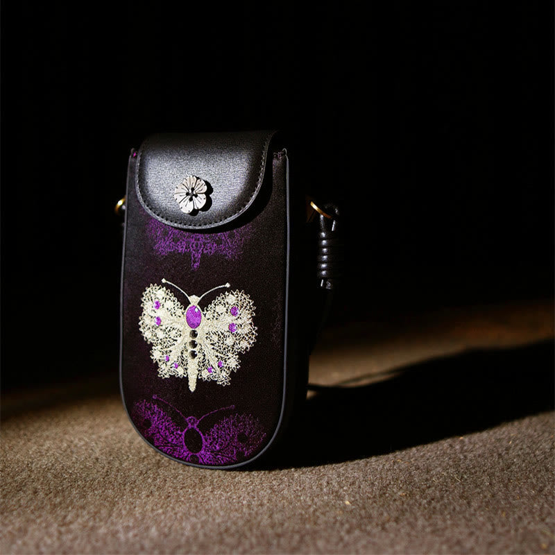 Song Brokat Retro Blume Schmetterling Umhängetasche