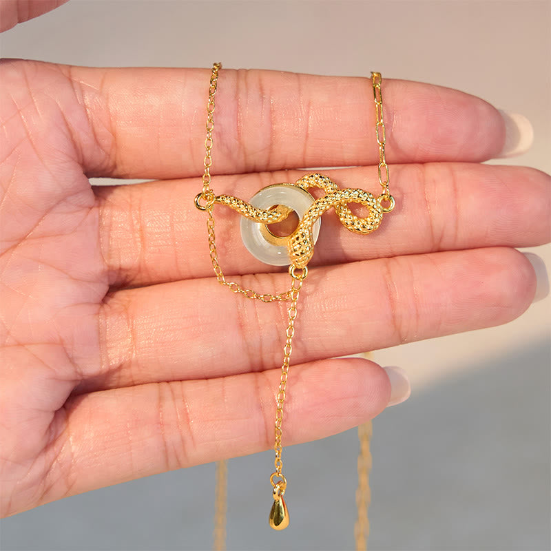 Spirituelle Chalcedon Schlange Peace Schnalle Halskette 925 Silber