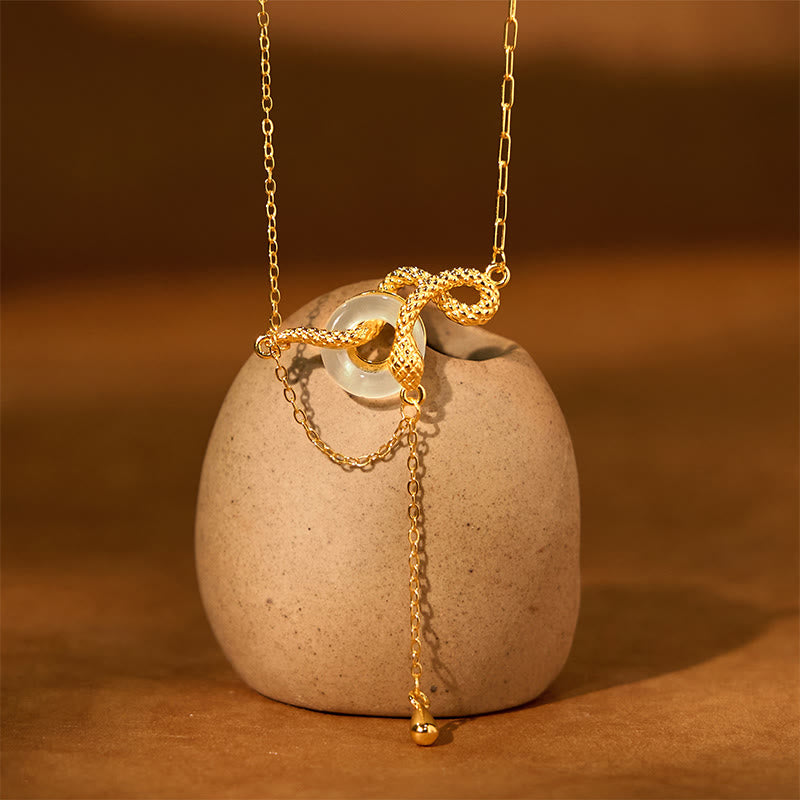 Spirituelle Chalcedon Schlange Peace Schnalle Halskette 925 Silber