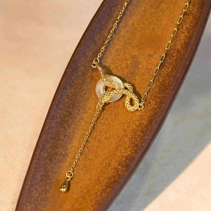 Spirituelle Chalcedon Schlange Peace Schnalle Halskette 925 Silber