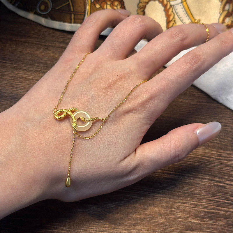 Spirituelle Chalcedon Schlange Peace Schnalle Halskette 925 Silber