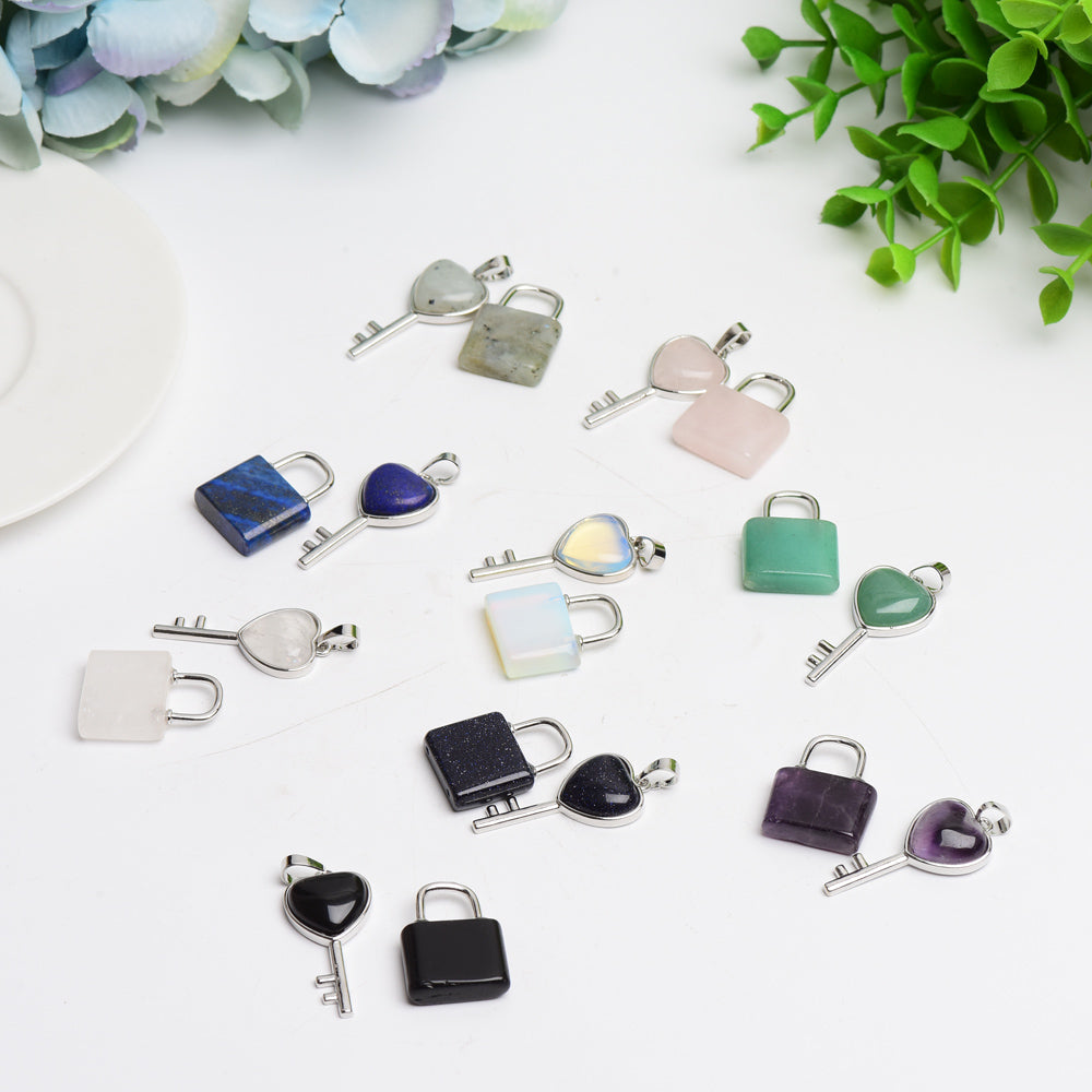 Spiritual Crystal Key and Locker Pendant Healing Necklace