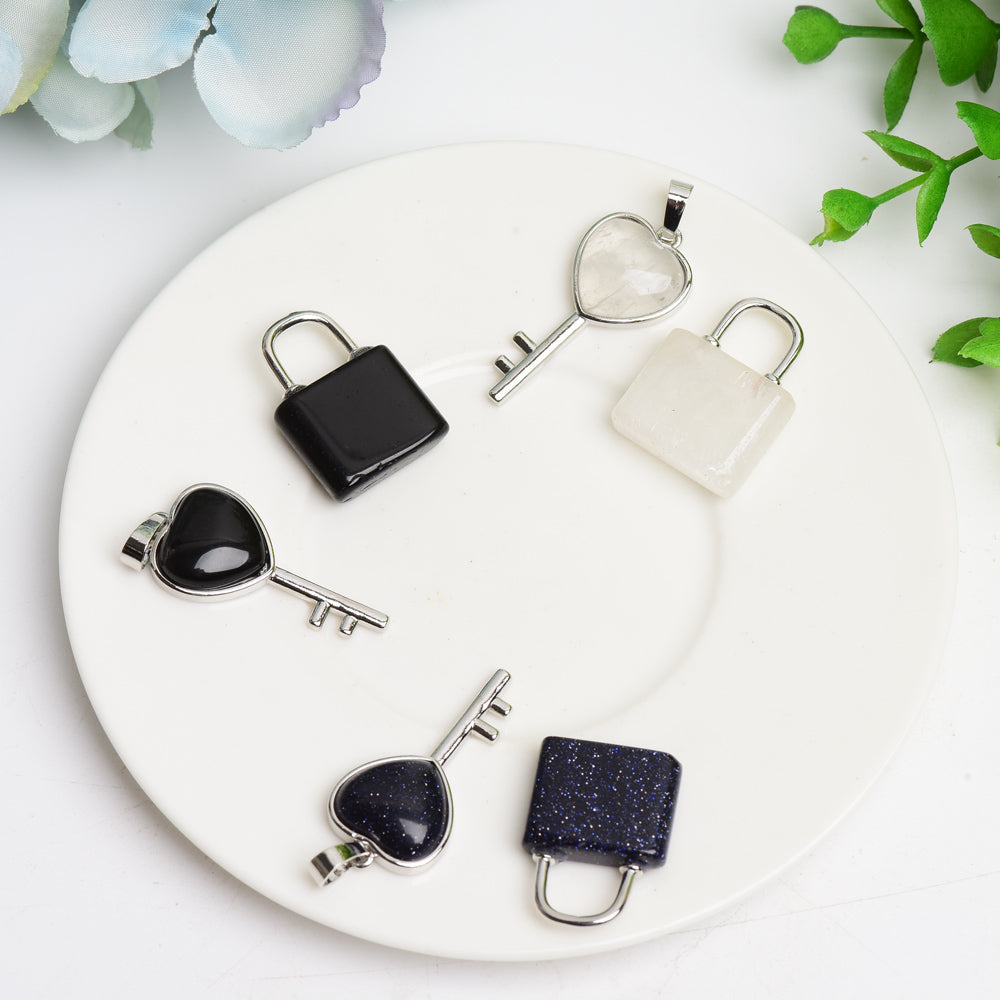 Spiritual Crystal Key and Locker Pendant Healing Necklace
