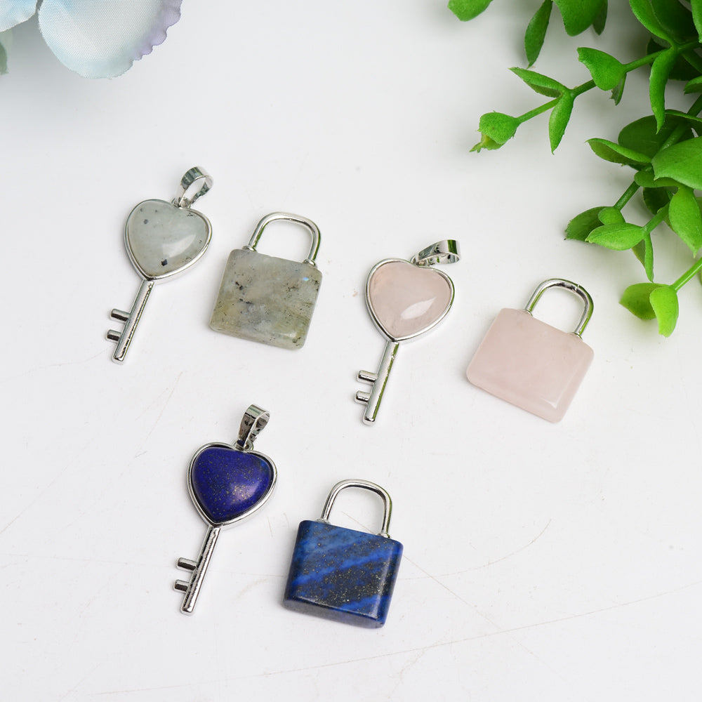 Spiritual Crystal Key and Locker Pendant Healing Necklace