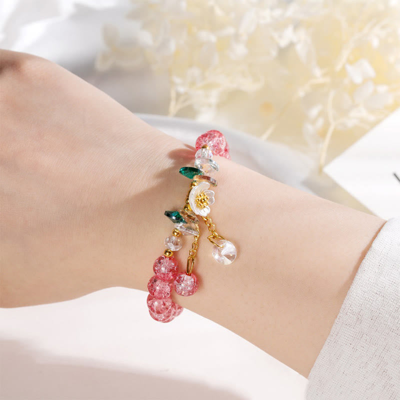 Spirituelles Glasperlenarmband mit Blumenanhänger zum Schutz