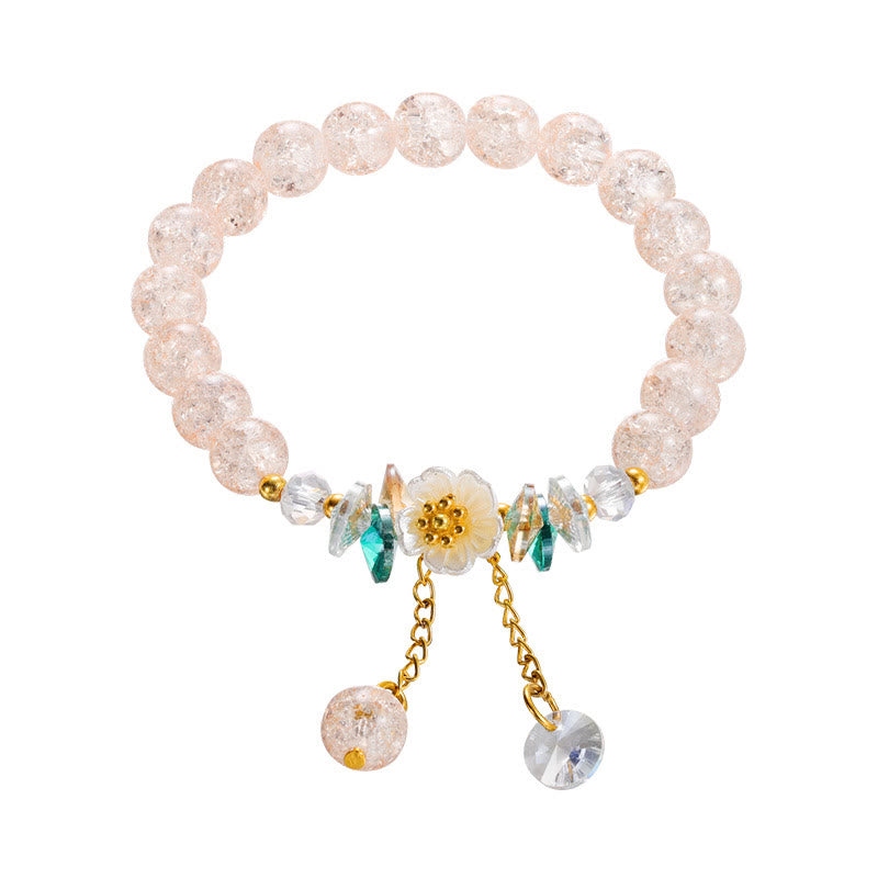 Spirituelles Glasperlenarmband mit Blumenanhänger zum Schutz
