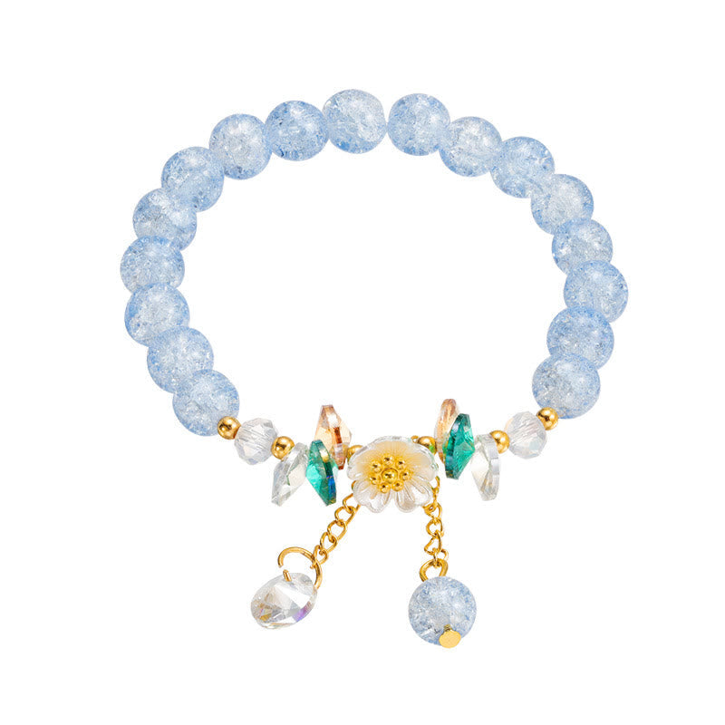 Spirituelles Glasperlenarmband mit Blumenanhänger zum Schutz