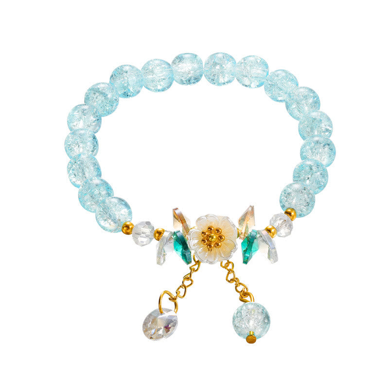 Spirituelles Glasperlenarmband mit Blumenanhänger zum Schutz