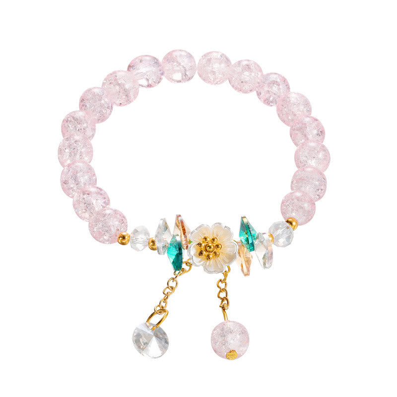 Spirituelles Glasperlenarmband mit Blumenanhänger zum Schutz