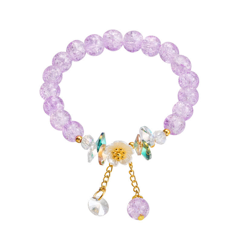 Spirituelles Glasperlenarmband mit Blumenanhänger zum Schutz