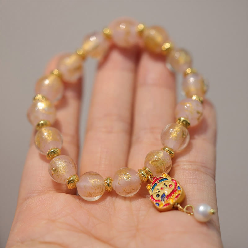 Spirituelles Kürbis-Armband „Gott des Reichtums“ mit Liuli-Glasperlen