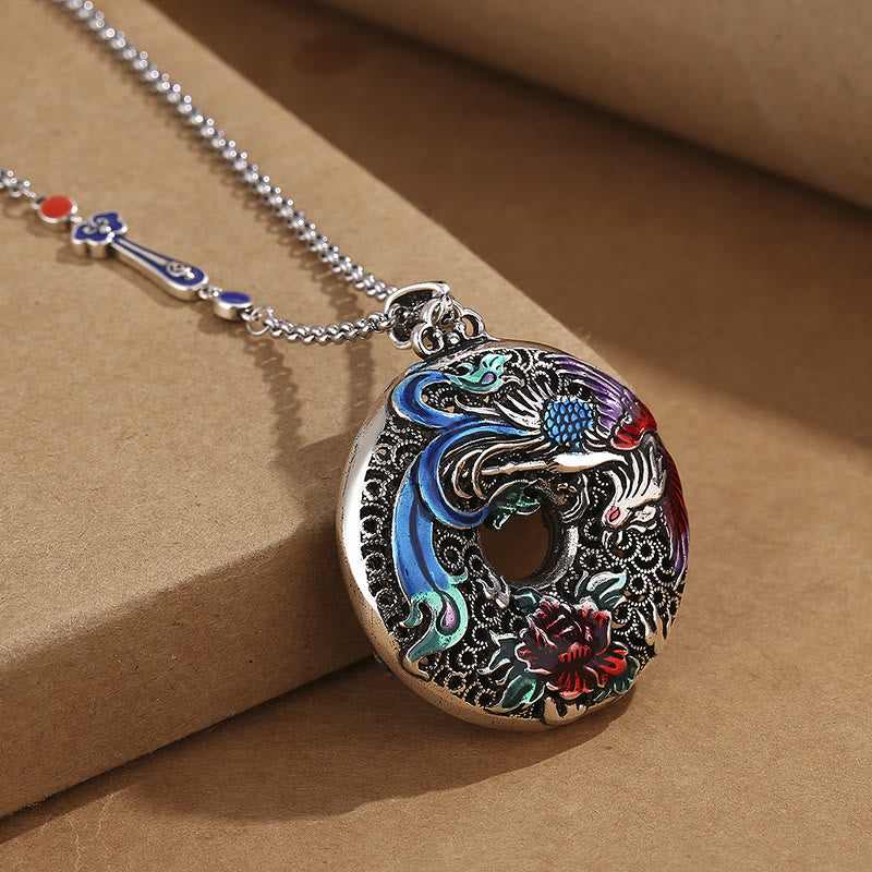 Spirituelle Schutzkette mit Phönix-Pfingstrosen, 60 cm