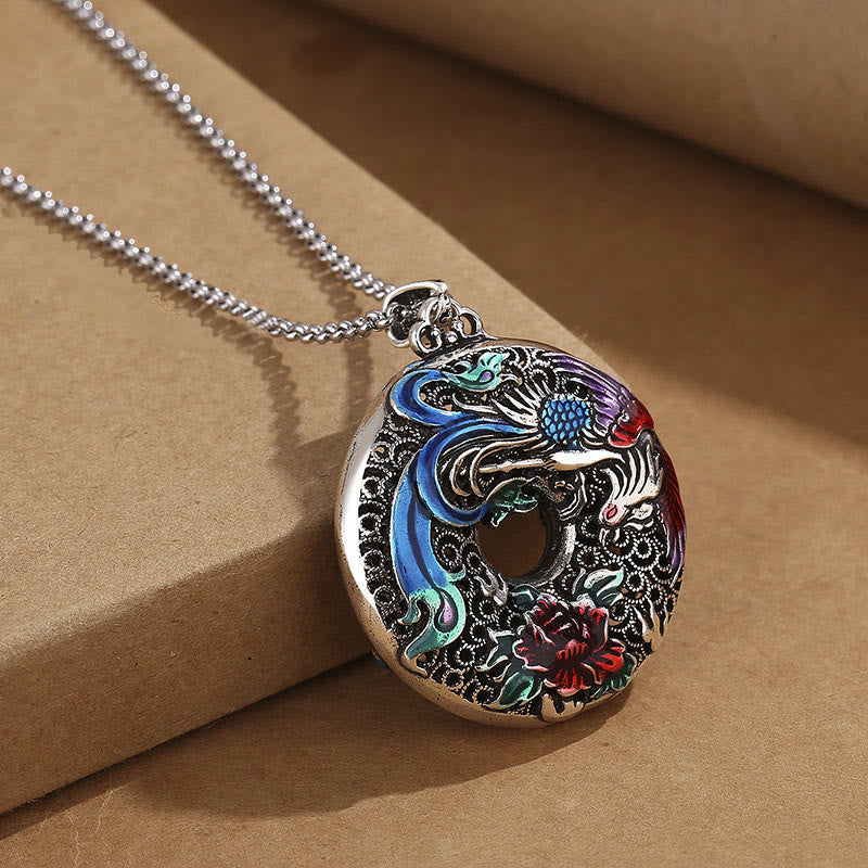 Spirituelle Schutzkette mit Phönix-Pfingstrosen, 60 cm