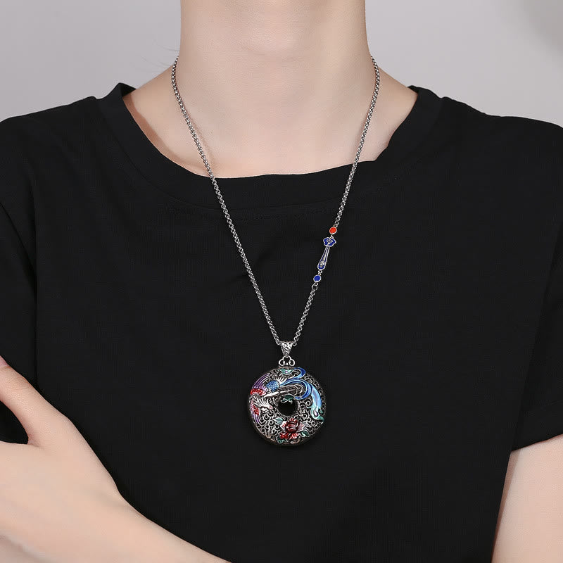 Spirituelle Schutzkette mit Phönix-Pfingstrosen, 60 cm